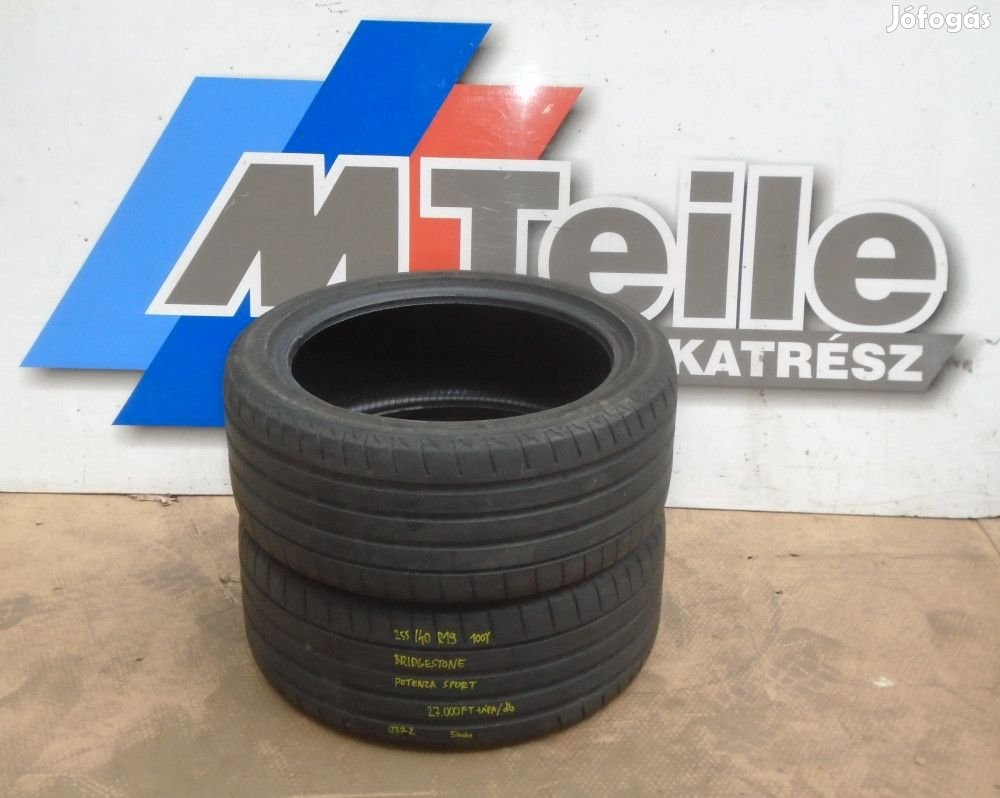 ÁR/DB! [GYÁRI BONTOTT] NYÁRI GUMI - 255 / 40 R19 - 100Y - BRIDGESTONE